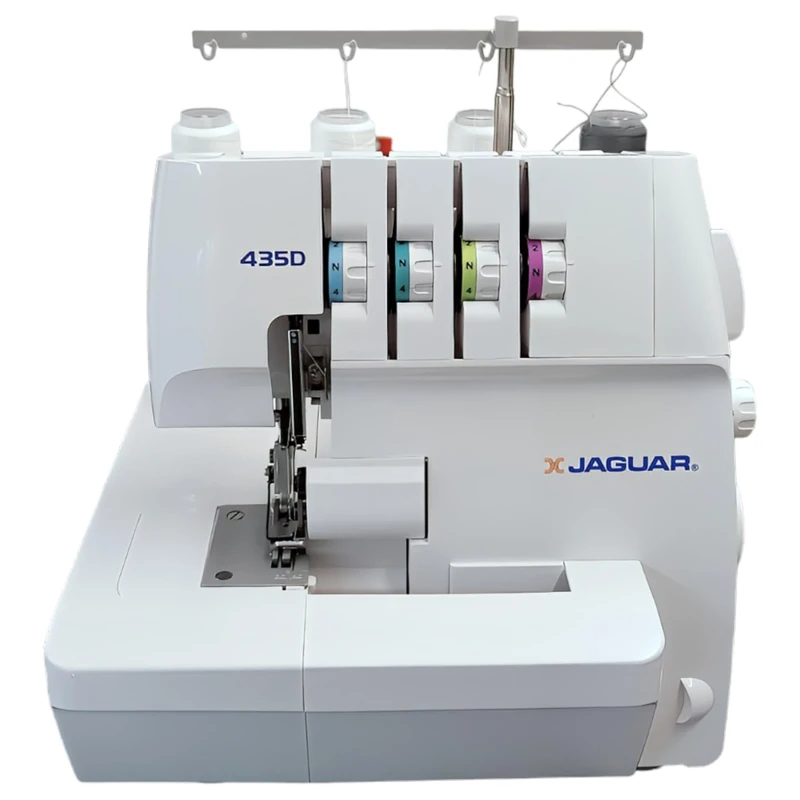 Jaguar Starter Overlocker Serger 435D, 3-4 Thread, Colour-Coded Threading, Differential Feed, 91W, LED Light, Includes Accessories.