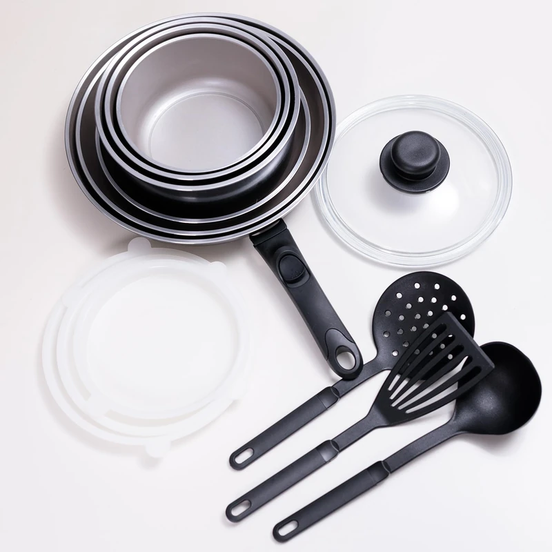 Kamberg - Cookware 14 pcs - Induction - Made in France - PFOA/PFAS Free - with 1 Pyrex® lid Ø20 cm