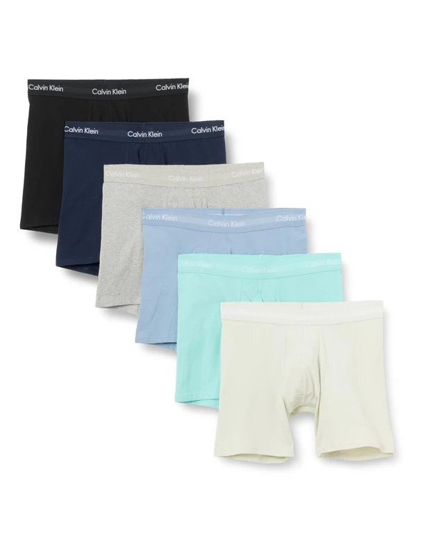 Calvin Klein Men’s 5 Pack Stretch Trunks, (Shrn Fd DNM Cel TNT Gry HTR Beau Bl), S