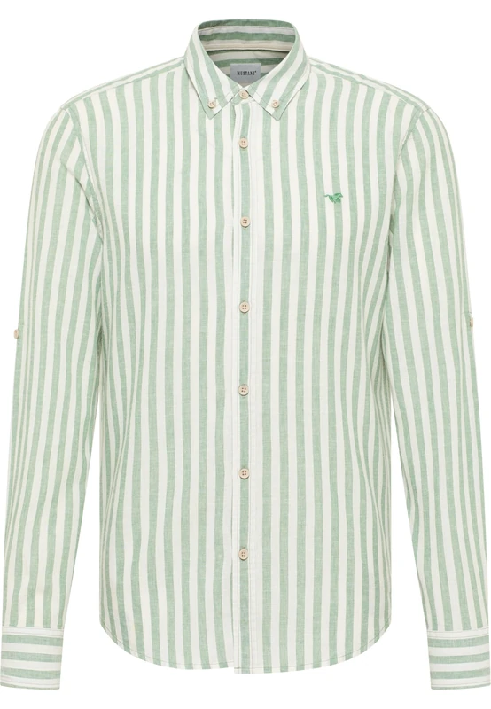 MUSTANG Men's Style Rawlins Button Down Shirt, Green Bold Stripe 12709, 3XL