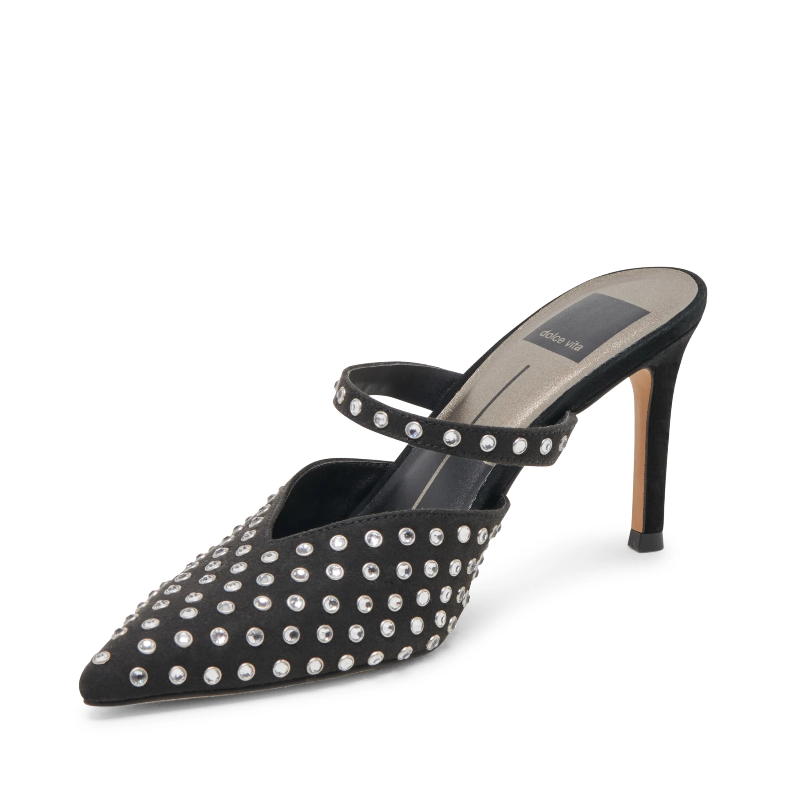 Dolce Vita Women's Kanika Crystal Pointed Toe Heels, Black Mesh, 6 UK