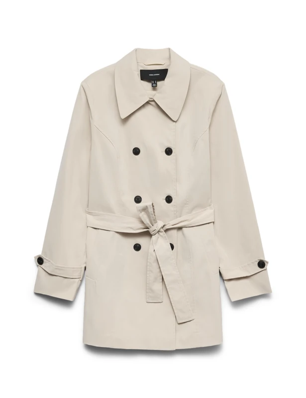 VERO MODA Women's Vmchelsea Olivia Trench Coat Noos, Oatmeal, M, Oatmeal, M