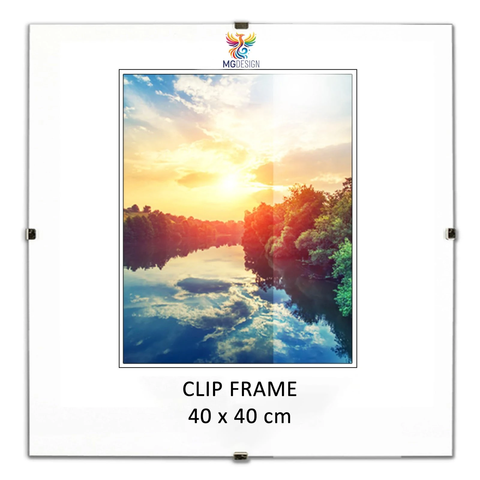 MG Design Clip Frame 16 x 16 in (40 x 40 cm) – Easy-to-Hang Shatterproof Acrylic Glass – For Posters, Photos & Certificates