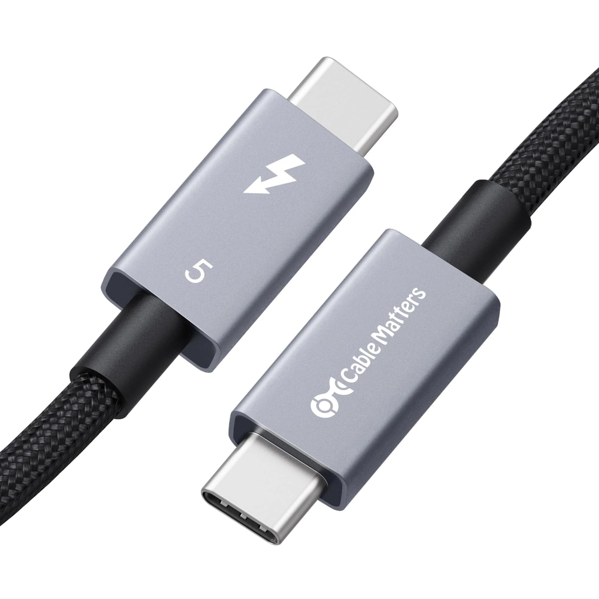 Cable Matters [Intel Certified] 80Gbps Braided Thunderbolt 5 Cable with up to 120Gbps Bandwidth Boost and 240W Charging in Black - 0.5m, Compatible with Thunderbolt 4/3, USB4, and USB-C