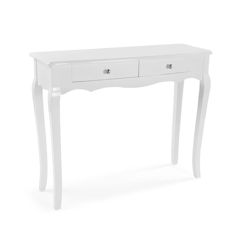 Versa White Console Table Cagliari, Fusion-Chic Style, 80x100x35 cm, Lacquered Wood, White