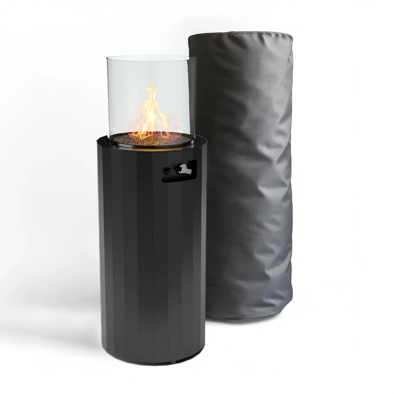 Planika BINO Outdoor Gas Fireplace - Portable Garden and Patio Heater - Propane Fireplace Outdoor with Cover