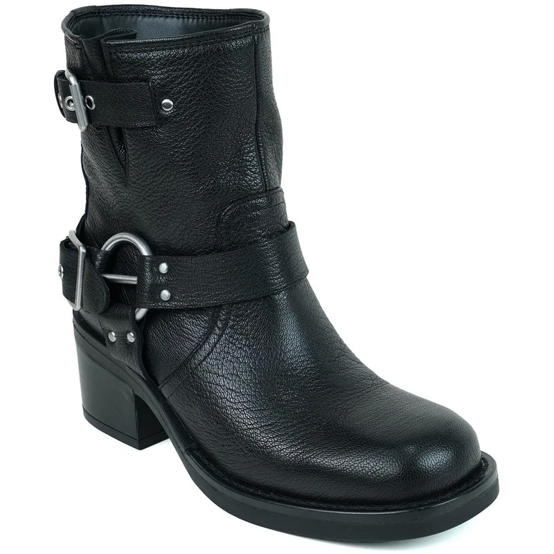 Kenneth Cole Women's Stride Motorcycle Boot, Black Leather, 3.5 UK