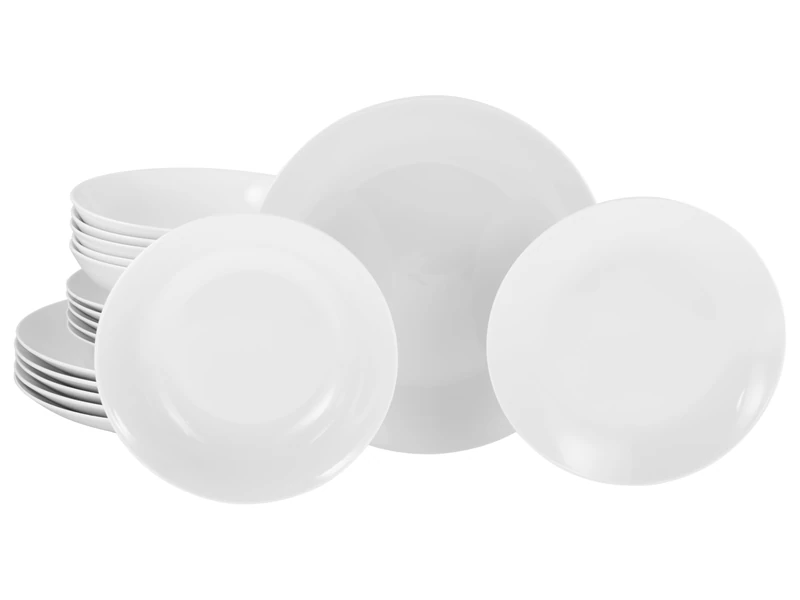 CreaTable, 20341, Serie Luna Weiss, 18-Piece Geschirrset für 6 Personen, Teller Set aus Porzellan, Spülmaschinen- und mikrowellengeeignet, Qualitätsproduktion