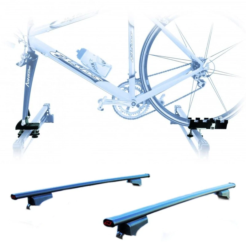 Car Bicycle Carrier + Roof Bars Made for Kia CEE'D Sportwagon Universal Fork Attachment Bars 127 cm + Easy Assembly Attachment Kit