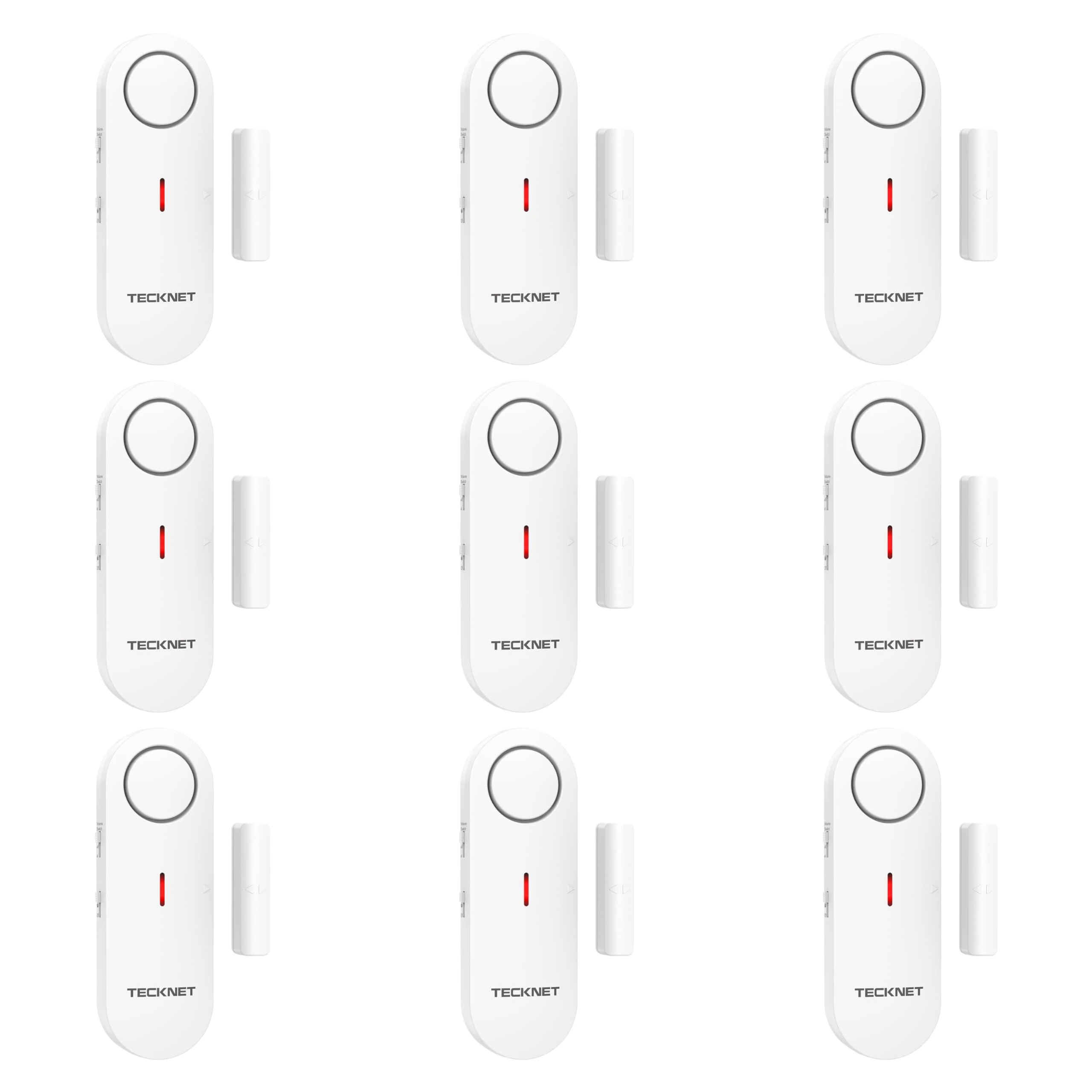TECKNET Door Alarm Sensor, Mini Window Alarm Sensors, Door Sensor Alarm for Home Security Systems with Quick Loud 100dB Ring Alarm, Wireless Burglar Alarms for House, Shop, Office, Garage (9 PCS)