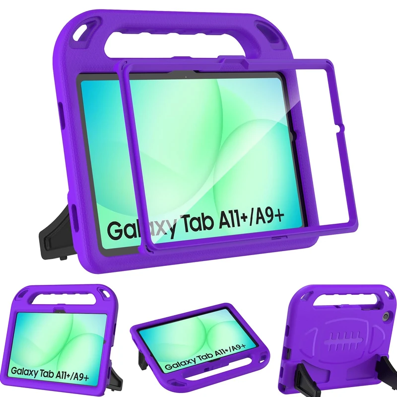 TOPWANT Kids Case with Built-in Screen Protector for Samsung Galaxy Tab A11+ Plus 11 inch 2025(SM-X230/X235/X236)/Tab A9+ Plus 11 inch 2023(SM-X210/X216/X218), Shockproof Case with Handle Stand,Purple