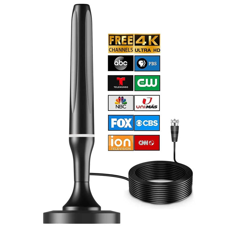 Digital TV Antenna for Smart Tv, 2023 Newest HDTV Indoor Outdoor with Strong Magnetic Base, 360° Reception Tv HD Indoor, Support 4K 1080p Free Local Channels