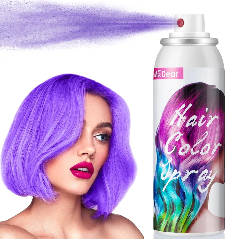 Temporary Hair Colour Spray for Kids Adults, 100ML Temporary Vibrant Shades，Washable Hair Color Spray Hair Dye for Party, Halloween, Christmas, Purple