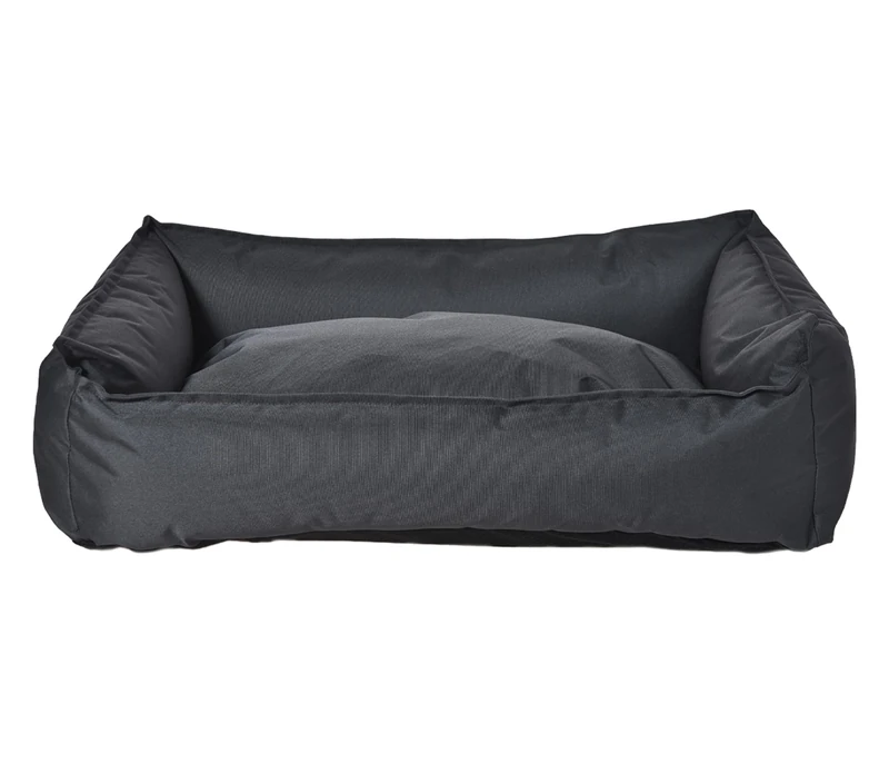 Dehner Lieblinge Woof Cuddly Bed, Dog/Cat Bed, Waterproof/Easy-Care, Approx. 80 x 55 x 23 cm, Size M, Polyster/Polypropylene, Grey