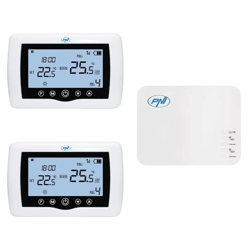 PNI CT410 PRO smart thermostat hysteresis ± 0.1°C wireless, with WiFi, 2-zone control via Internet, for heating systems, pumps, solenoid valves, TuyaSmart APP