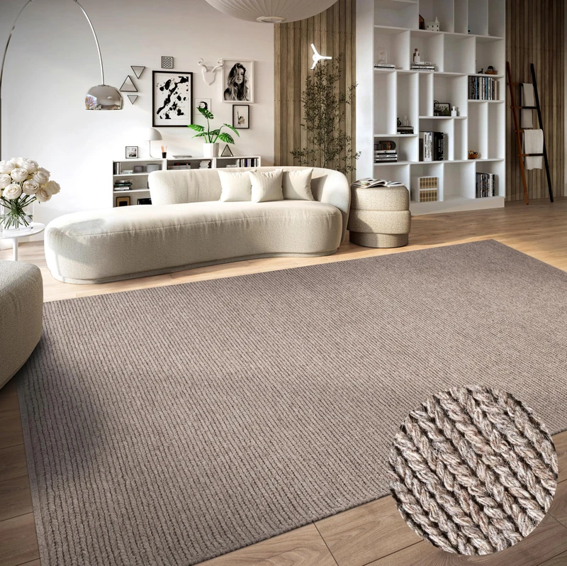 Villeroy & Boch Francois Wool Rug - Natural Living Room Rug - Hand Woven & Environmentally Friendly - Boho Rug Wool for Living Room, Bedroom, Dining Room, Hallway, Kitchen - Linen, 160 x 230 cm - Image 1
