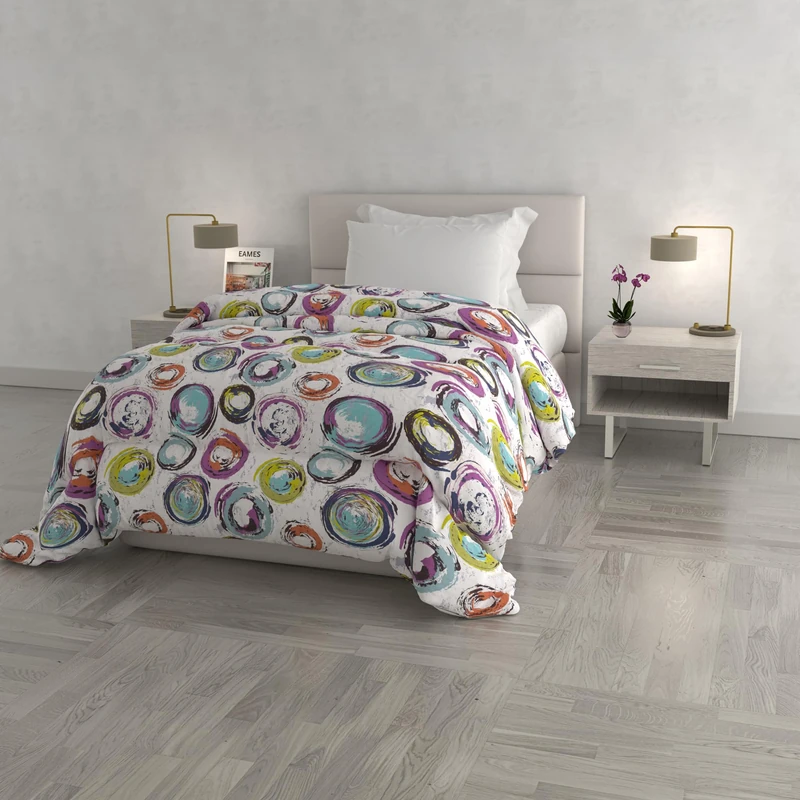 Fantasy Winter Quilt Made in Italy, Abstract Circles, Single 170 x 260 cm - Image 1