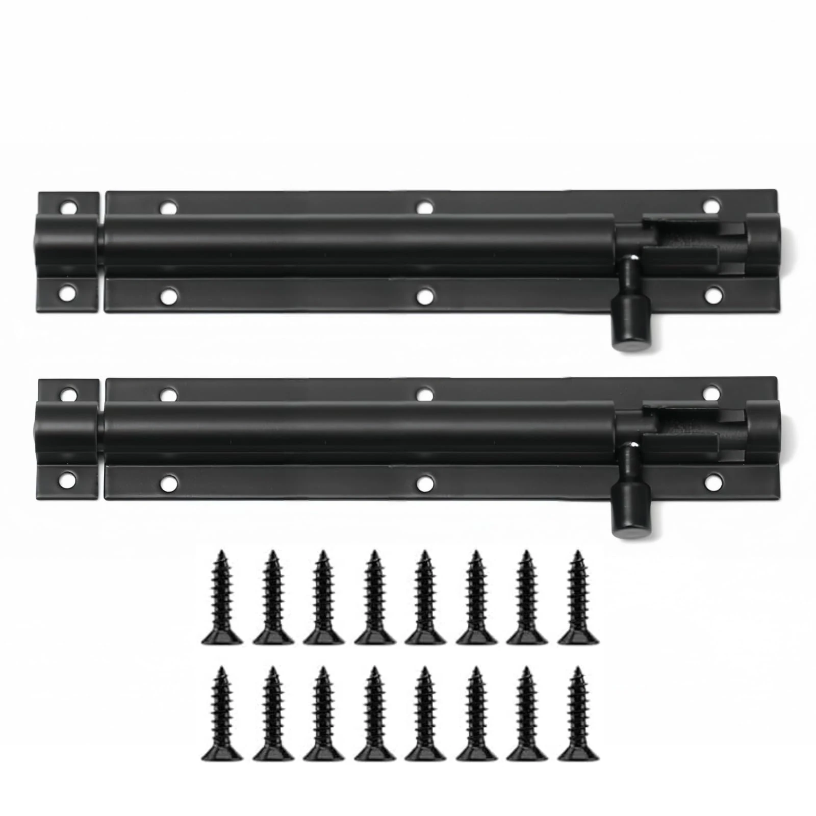 2 Set Door Lock Bolts Shed Door Tower Bolt Heavy Duty Black Door Bolt Latch Slide Barrel Door Bolt Security Lock Latch with Screws for Internal Door Shed Bathroom Toilet Shed (Black, 6inch)