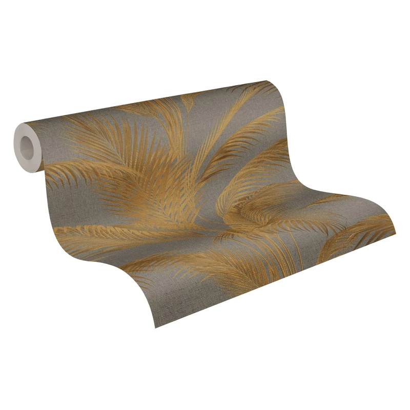 Livingwalls MICHALSKY 399804 Non-Woven Wallpaper Palm Trees - Wallpaper Jungle Design in Grey, Gold, Metallic - Luxury Wallpaper