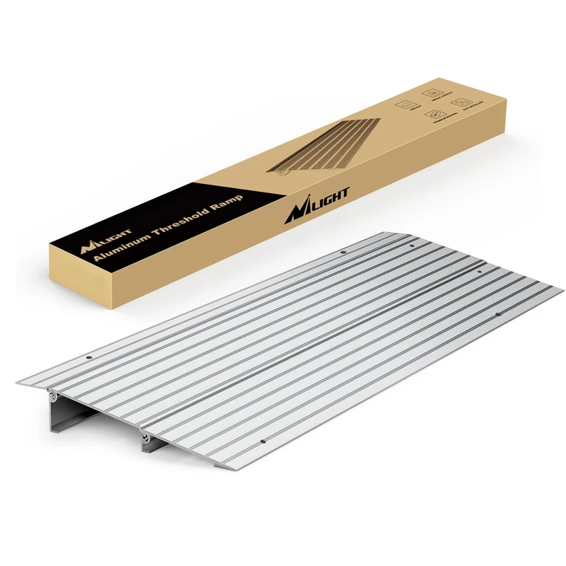 Nilight Door Threshold Ramp, 2" Rise Portable Aluminum Wheelchair Door Entry Ramps for Doorways Stairs Home Steps