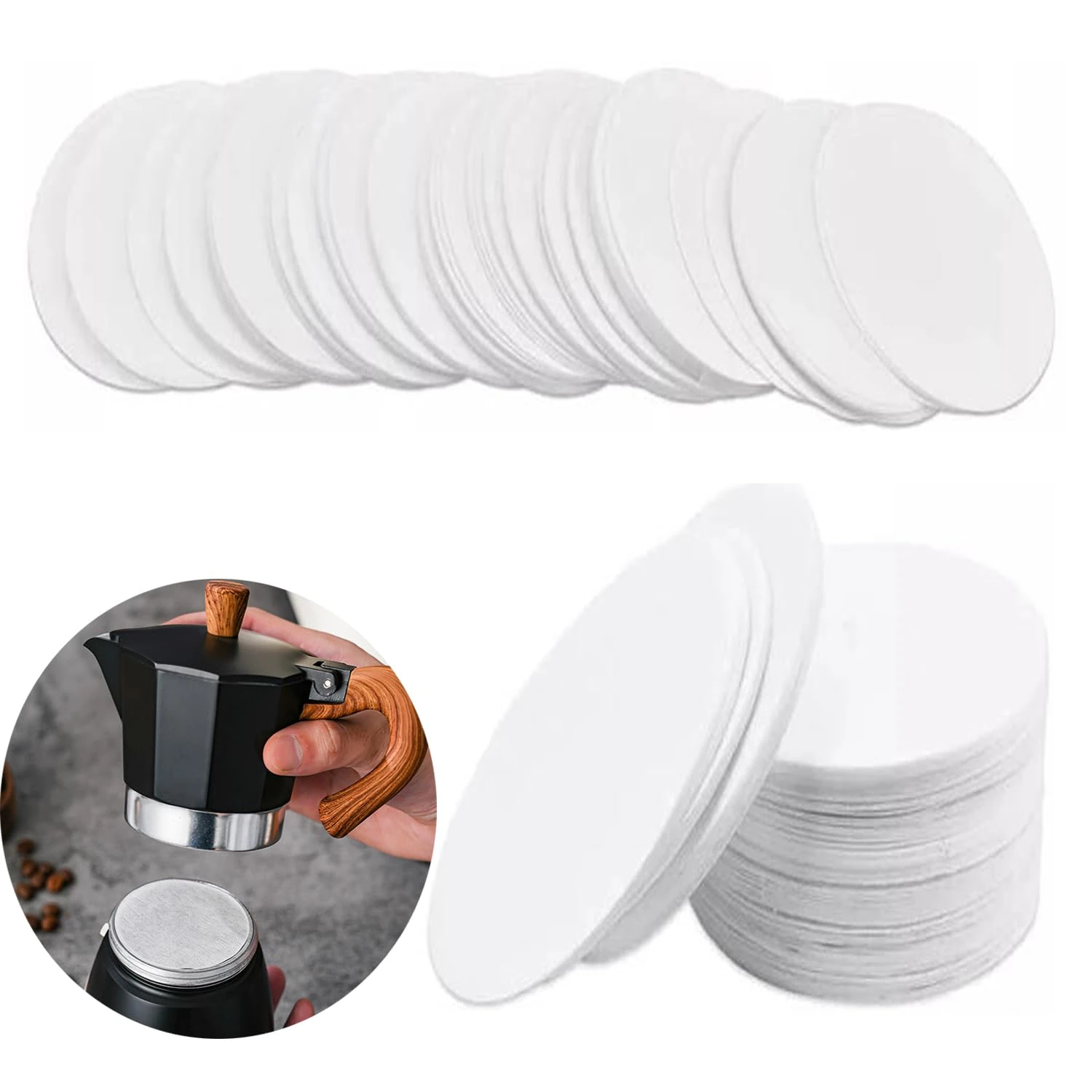 500 Count Replacement Paper Filters, Round Disposable Coffee Filters Paper Micro-Filters Compatible with Aeropress Coffee Makers for Brewing Tea and Coffee. (White)