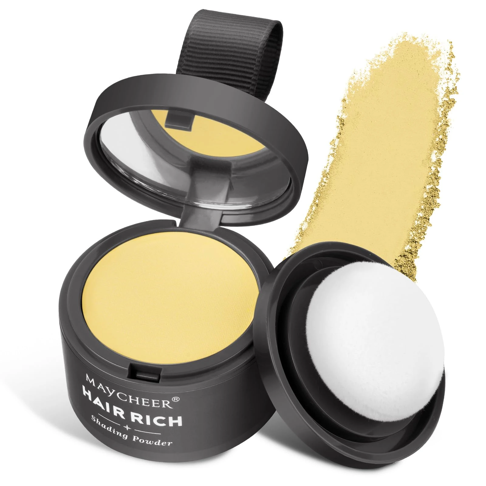 Instantly Hairline Powder, Hair Root Touch Up Powder Conceal Receding Hairline, Windproof&Sweatproof Hair Root Concealer, Professional Hairline Shadow Powder with Mirror and Puff(Tender Yellow)