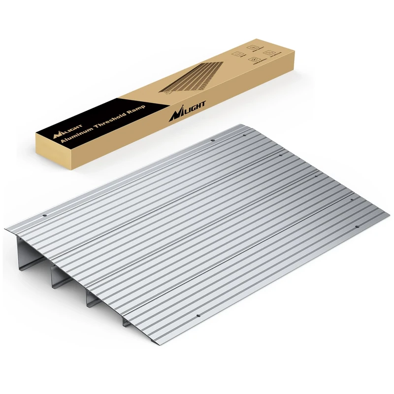 Nilight Door Threshold Ramp, 4" Rise Portable Aluminum Wheelchair Door Entry Ramps for Sheds Doorways Home Steps