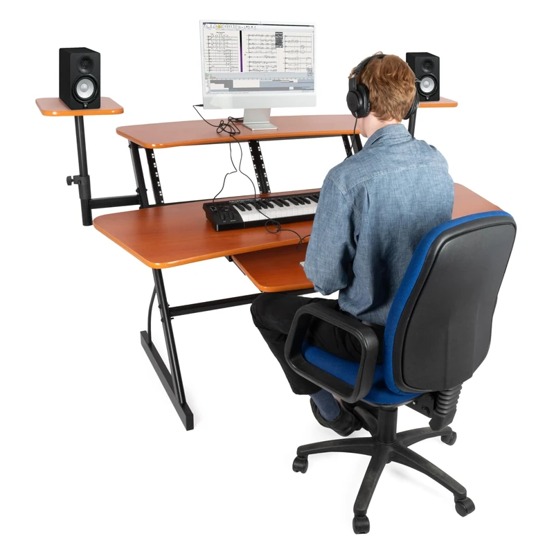 ApexTone Studio Desk - Traditional Executive Desk - Cherry Wood - 77 cm (W) x 187 cm (L) x 11 cm (H) - Suitable for Audio Production, Gaming