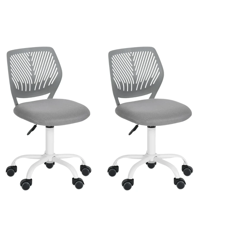 FurnitureR Desk Chair Office Chair Fabric Seat Ergonomic Study Chair without Armrest, Adjustable Height Swivel Chair for Home office,studyroom, gamingroom,Grey