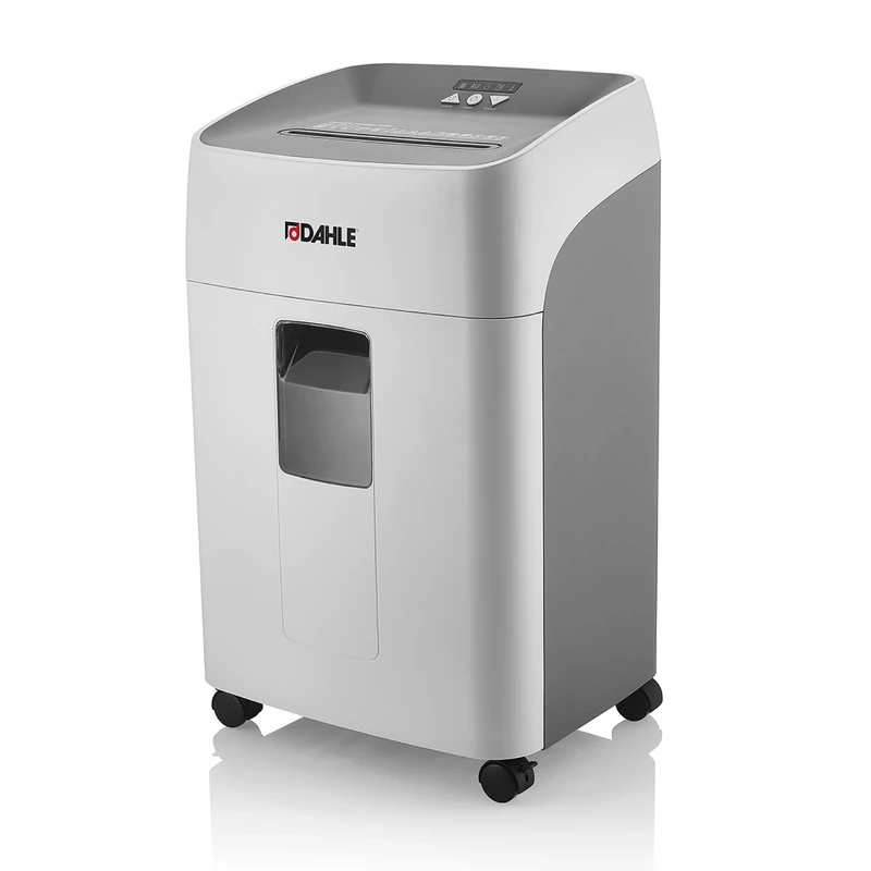 Dahle 504 Deskside, high capacity P-5 shredder, powerful engine for up to 15 sheets, extended runtimes, pull-out bin, jam free for home and office use