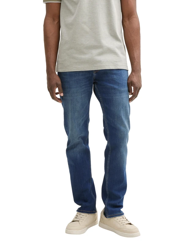 TOM TAILOR Denim Men's Aedan Straight Jeans, 10120 - Used Dark Stone Blue Denim, 34 W/32 L