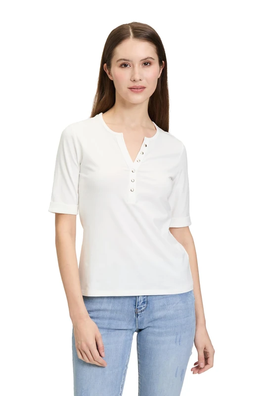 Betty Barclay Women's Basic Shirt with Buttons, White, 12