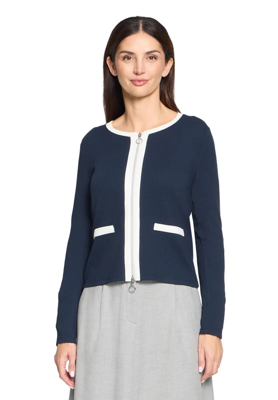 Betty Barclay Women's Shirt Jacket, Patch Dark Blue/Cream, 18