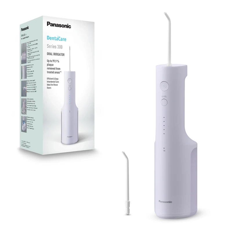 Panasonic Series 300 Oral Irrigator EW-DJ26-V303 200ml IPX7 2 Normal Nozzles 5 Water Pressure Levels Travel Accessories Purple