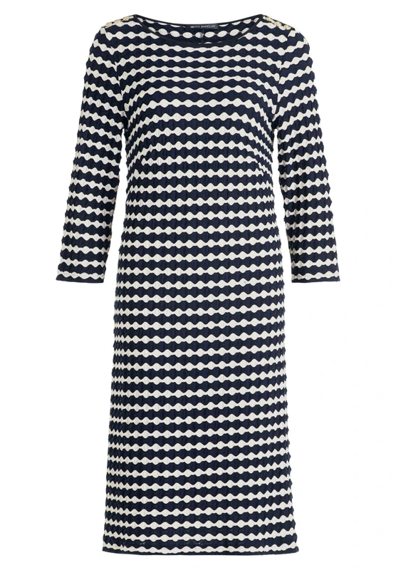 Betty Barclay Women's Sheath Dress with 3/4 Sleeves, Dark Blue/White, 18