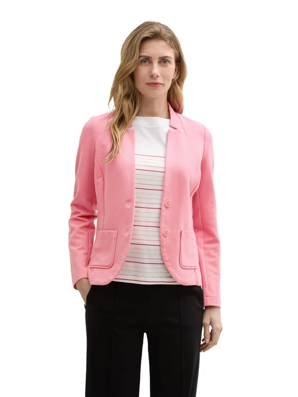 TOM TAILOR Women's Basic Ottoman Blazer with Pockets, 15116 - Bright Rose, L - Image 1