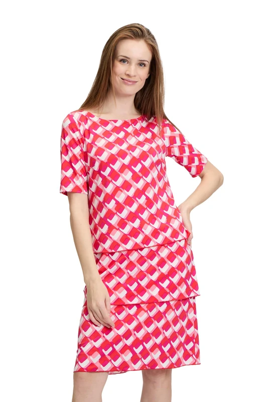 Betty Barclay Women's Tiered Dress with 3/4 Sleeves, red/White, 12