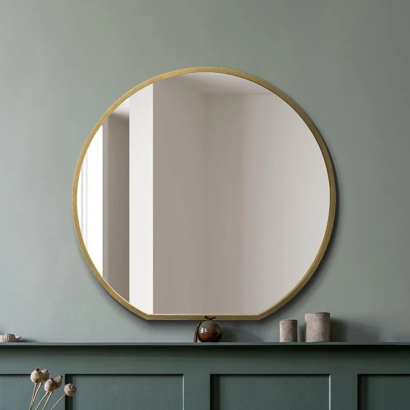 The Circulus - Black Framed Flat Bottom Circular Garden Wall Mirror - Perfect for the Mantle! 50" X 47" (126CM X 120CM)