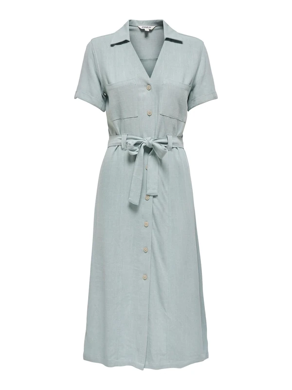ONLY Women's Onlsiesta SS Linen Bl Shirt Dress PNT, Abyss, M
