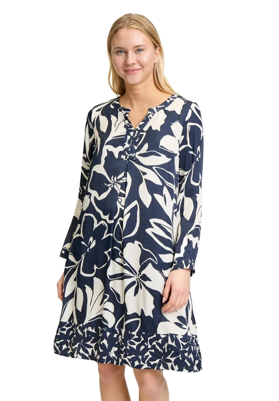 Betty Barclay Women's Long Sleeve Tunic Dress, Dark Blue/White, 12