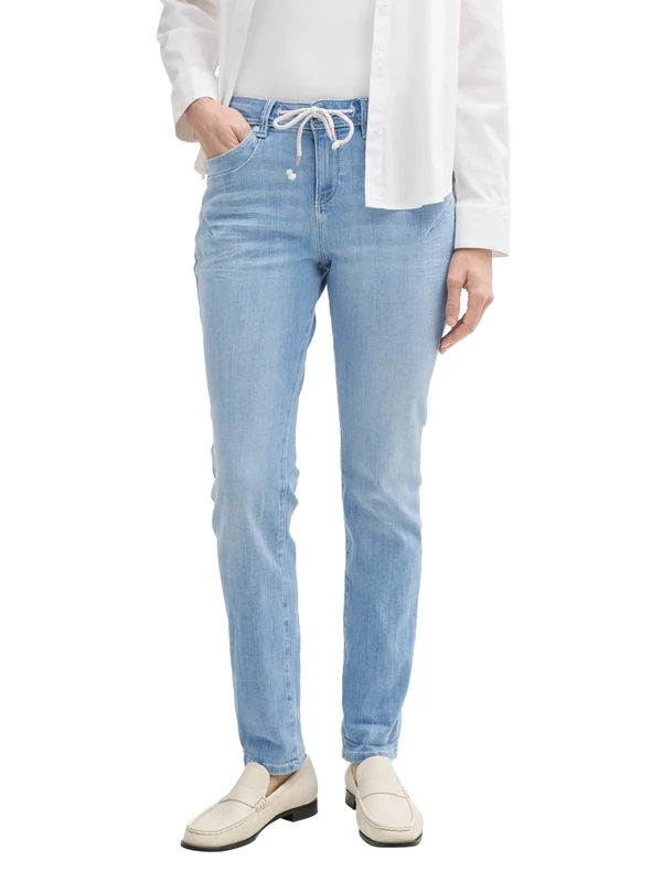 TOM TAILOR Women's 1045736 Jeans Tapered fit, 10111-Clean Bleached Blue Denim, 33W x 32L