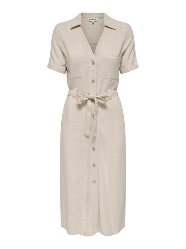 ONLY Women's Onlsiesta SS Linen Bl Shirt Dress Pnt, moonbeam, XXL - Image 1
