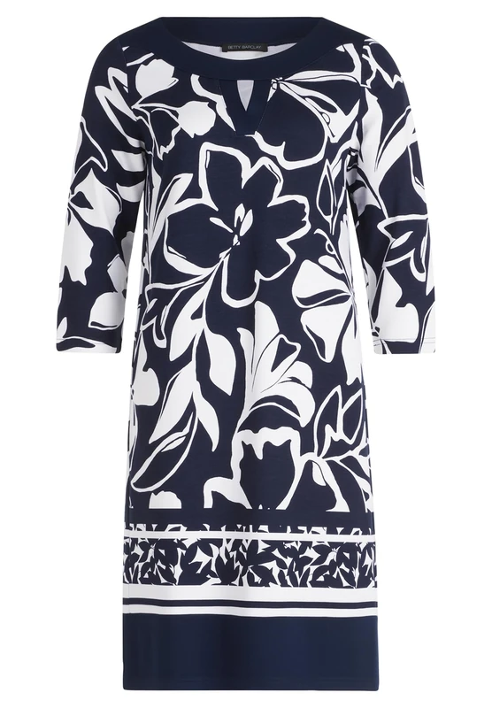 Betty Barclay Women's Shirt Dress with 3/4 Sleeves, Dark Blue/White, 10