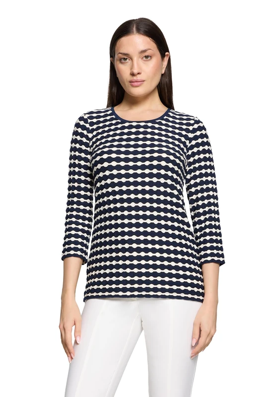 Betty Barclay Women's Basic Crew Neck Shirt, Dark Blue/White, 12