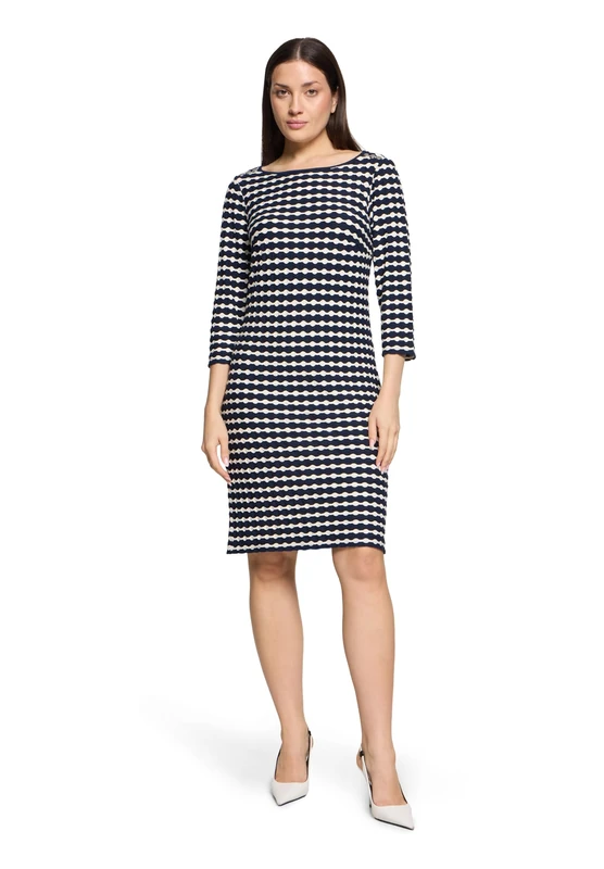 Betty Barclay Women's Dress, Dark Blue/Cream, 6