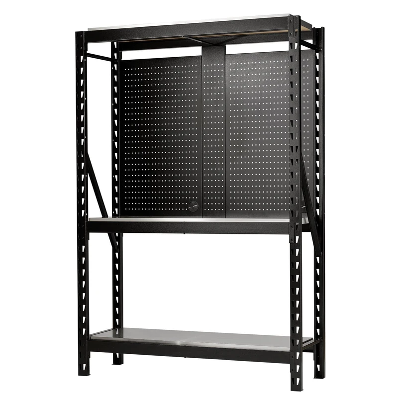 Draper BUNKER 27922 17-Piece Modular 3 Tier Racking with Stainless Steel Shelving and Pegboards, 1500 mm