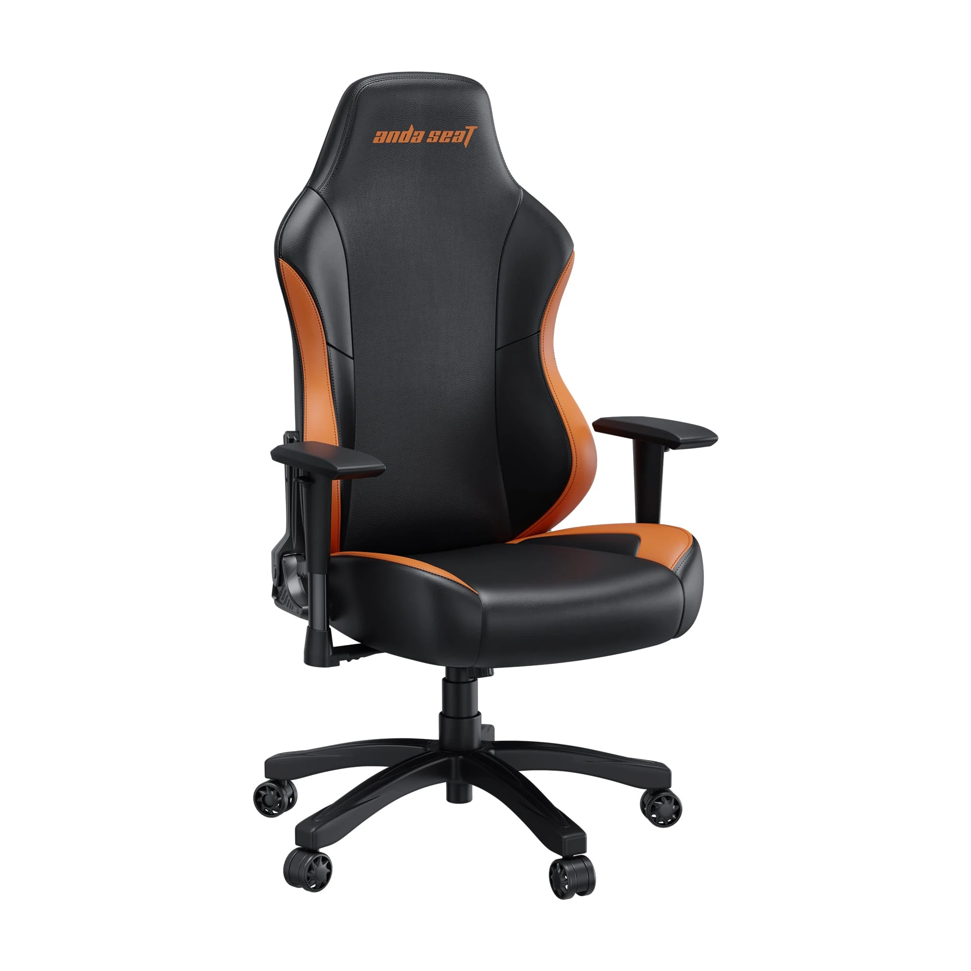 Anda Seat Luna Large Gaming Chair for Adults - Ergonomic Reclining Video Game Chairs, PVC Leather Computer Home Office Chair, Heavy Duty Neck & Back Lumbar Support - Black/Orange Folding Recliner Seat