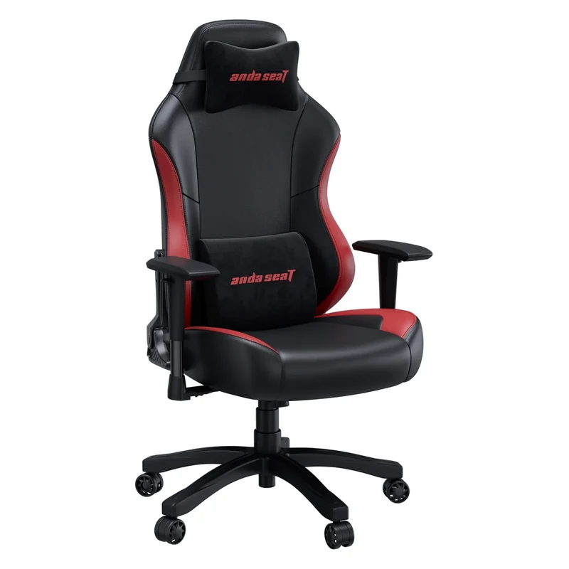 Anda Seat Luna Large Gaming Chair for Adults - Ergonomic Reclining Video Game Chairs, PVC Leather Computer Home Office Chair, Heavy Duty Neck & Back Lumbar Support - Black/Red Folding Recliner Seat