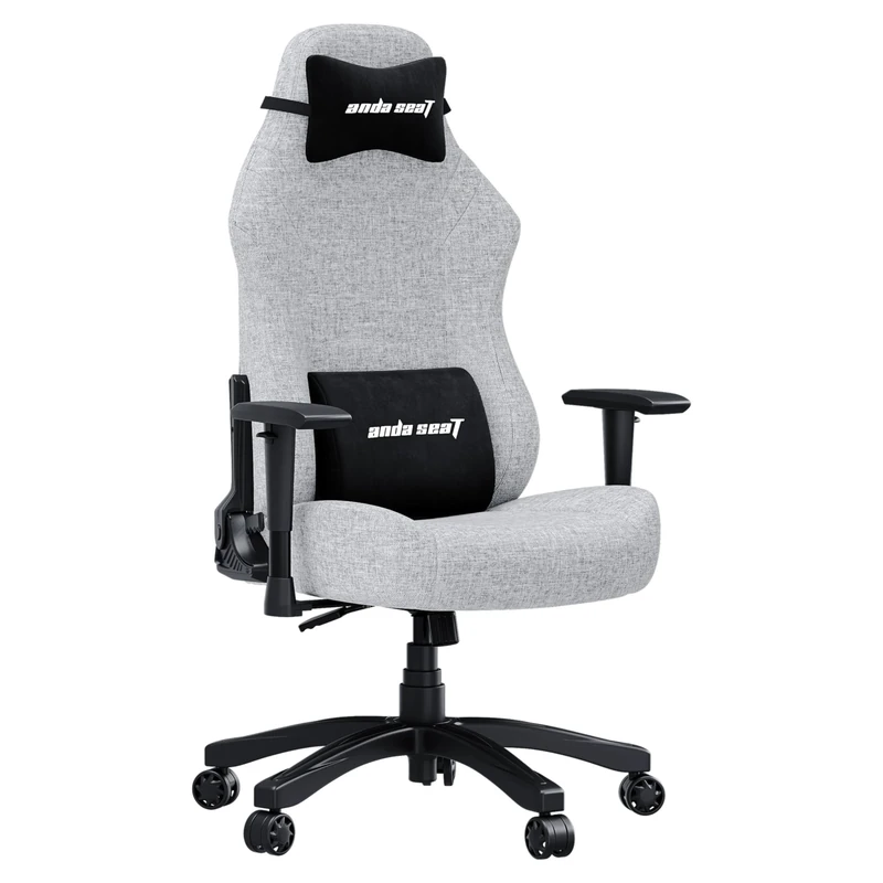 Anda Seat Luna Large Fabric Gaming Chair for Adults - Ergonomic Reclining Video Game Chairs, Computer Home Fabric Office Chair, Heavy Duty Neck & Back Lumbar Support - Grey Folding Recliner Seat