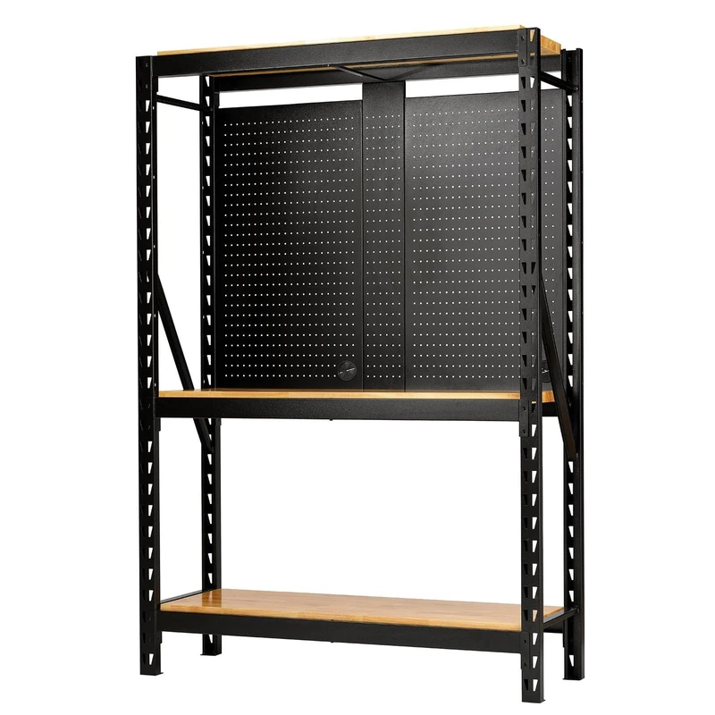 Draper BUNKER 27795 17-Piece Modular 3 Tier Racking with Hardwood Shelving and Pegboards, 1500 mm